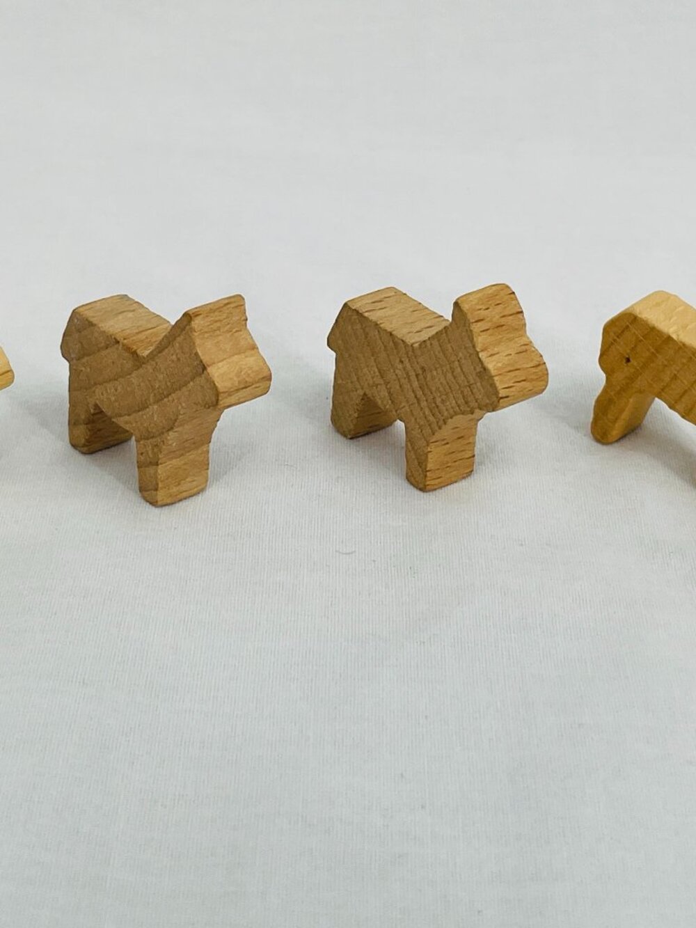 Vintage 1980s Unpainted Block Animal Wooden Mules and Goat